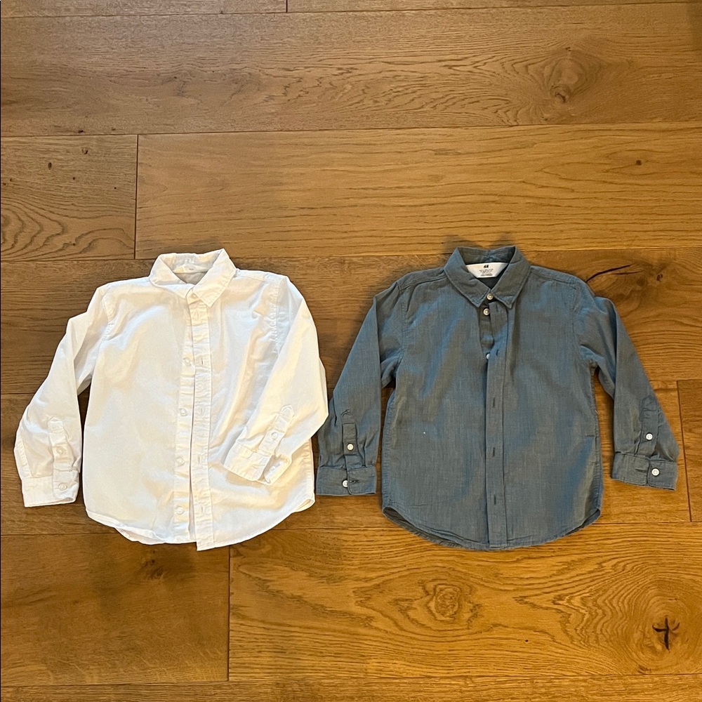 H&M Kids Button-Down Shirt Set - White and Blue Sz 5T